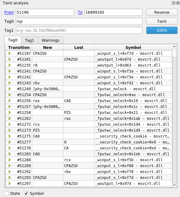 Taint view screenshot