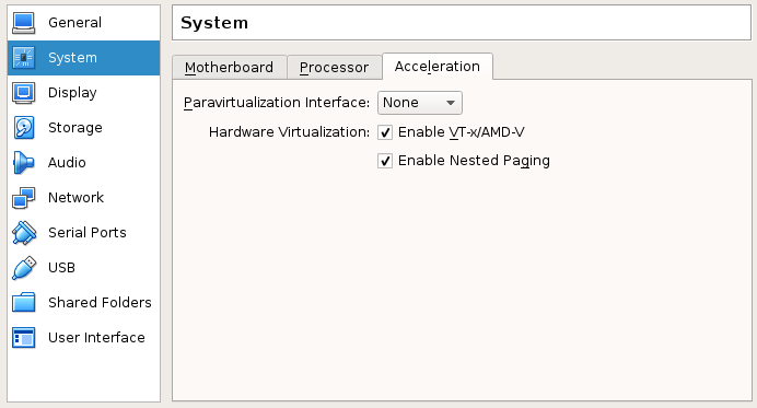Acceleration configuration