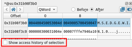 Open memory history